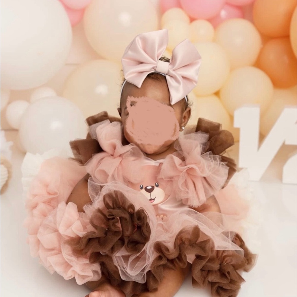 Charming Pink and Brown Ruffled Toy Figure